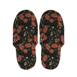 Embroidery Poppy Pattern Print Slippers