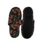Embroidery Poppy Pattern Print Slippers