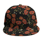 Embroidery Poppy Pattern Print Snapback Cap