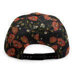 Embroidery Poppy Pattern Print Snapback Cap
