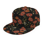 Embroidery Poppy Pattern Print Snapback Cap