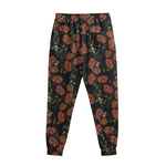 Embroidery Poppy Pattern Print Sweatpants