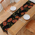 Embroidery Poppy Pattern Print Table Runner