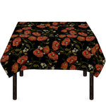 Embroidery Poppy Pattern Print Tablecloth