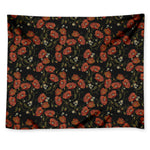 Embroidery Poppy Pattern Print Tapestry