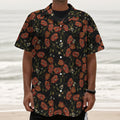 Embroidery Poppy Pattern Print Textured Short Sleeve Shirt
