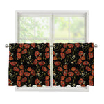 Embroidery Poppy Pattern Print Tier Curtains