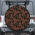 Embroidery Poppy Pattern Print Tire Cover