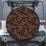 Embroidery Poppy Pattern Print Tire Cover With Camera Hole