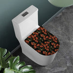 Embroidery Poppy Pattern Print Toilet Lid Cover