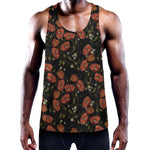 Embroidery Poppy Pattern Print Training Tank Top
