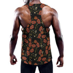 Embroidery Poppy Pattern Print Training Tank Top