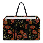 Embroidery Poppy Pattern Print Utility Tote Bag