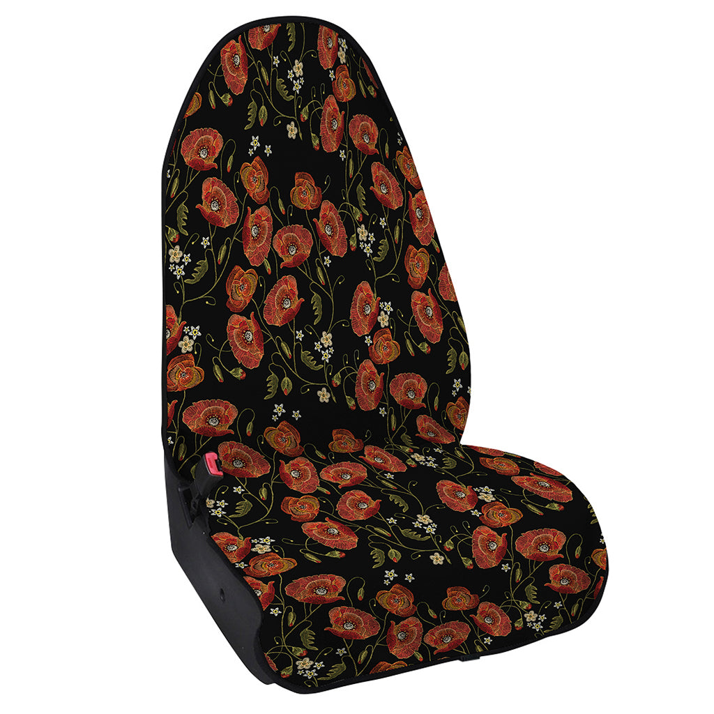 Embroidery Poppy Pattern Print Waterproof Car Seat Cover