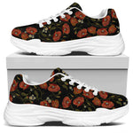 Embroidery Poppy Pattern Print White Chunky Shoes