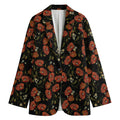 Embroidery Poppy Pattern Print Women's Blazer
