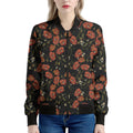 Embroidery Poppy Pattern Print Women's Bomber Jacket