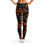 Embroidery Poppy Pattern Print Women's Leggings