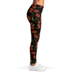 Embroidery Poppy Pattern Print Women's Leggings