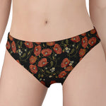 Embroidery Poppy Pattern Print Women's Panties