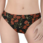 Embroidery Poppy Pattern Print Women's Thong