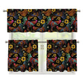 Embroidery Rooster Pattern Print 3 Piece Kitchen Curtains