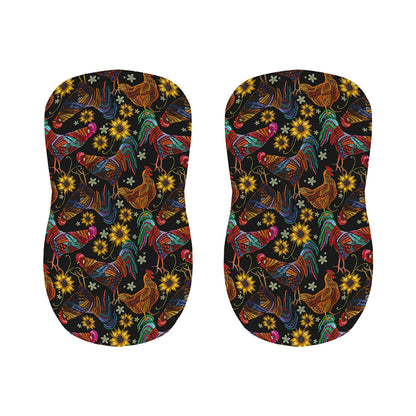 Embroidery Rooster Pattern Print Bar Stool Covers