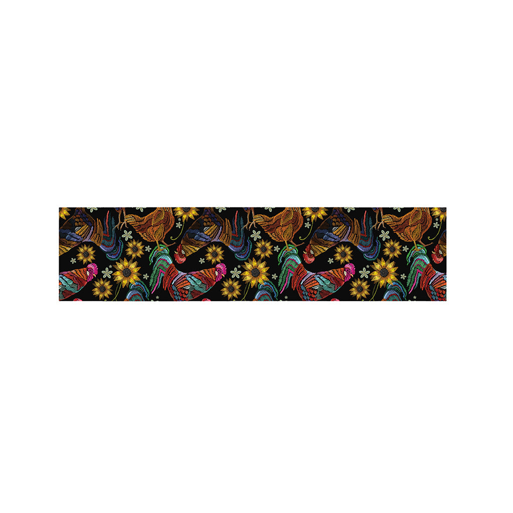 Embroidery Rooster Pattern Print Bed Runner