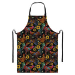 Embroidery Rooster Pattern Print Bib Apron With Pocket