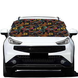 Embroidery Rooster Pattern Print Car Windshield Snow Cover