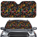 Embroidery Rooster Pattern Print Car Windshield Sun Shade