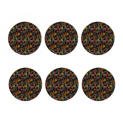 Embroidery Rooster Pattern Print Coaster Set