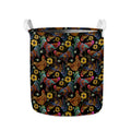 Embroidery Rooster Pattern Print Collapsible Laundry Basket
