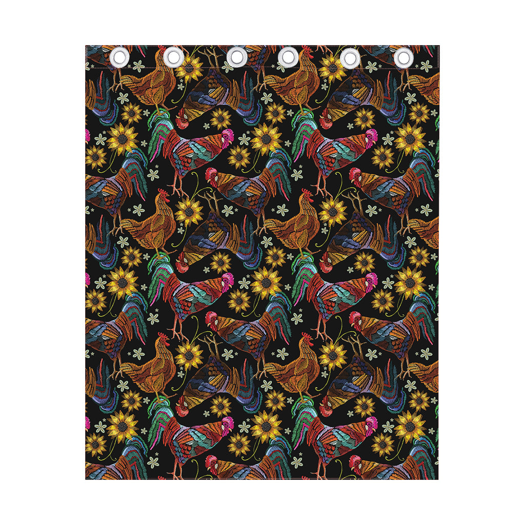Embroidery Rooster Pattern Print Curtain