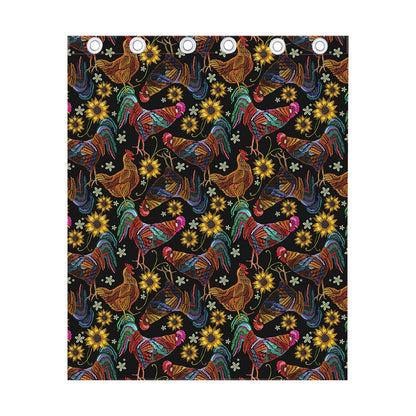 Embroidery Rooster Pattern Print Curtain