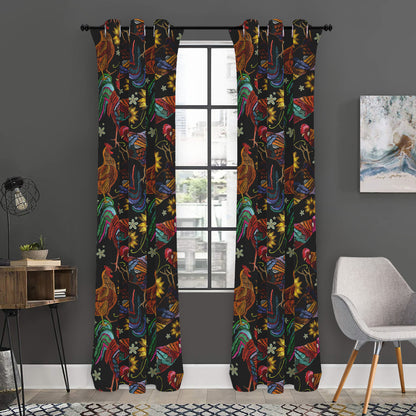 Embroidery Rooster Pattern Print Curtain