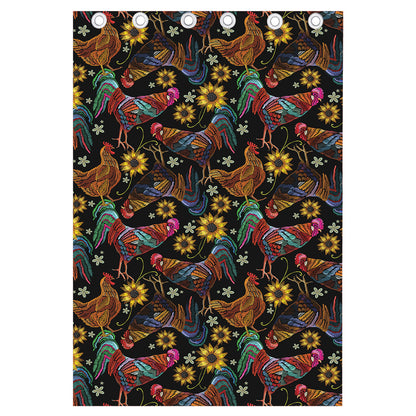 Embroidery Rooster Pattern Print Curtain