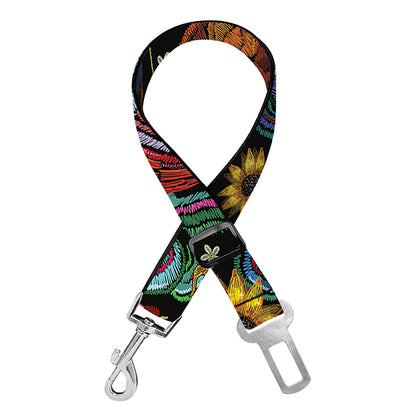 Embroidery Rooster Pattern Print Dog Seat Belt