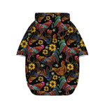 Embroidery Rooster Pattern Print Dog Zip Up Hoodie