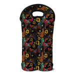 Embroidery Rooster Pattern Print Double Neoprene Wine Tote