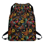 Embroidery Rooster Pattern Print Drawstring Backpack
