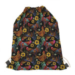 Embroidery Rooster Pattern Print Drawstring Bag