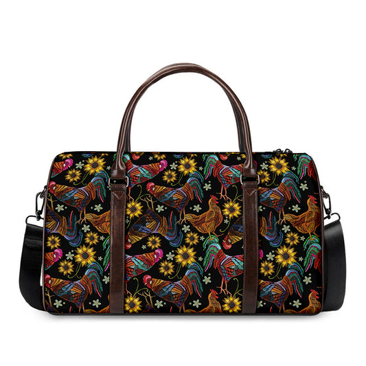 Embroidery Rooster Pattern Print Duffle Bag