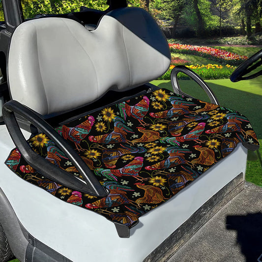 Embroidery Rooster Pattern Print Golf Cart Seat Cover