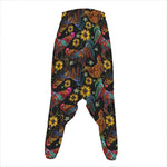 Embroidery Rooster Pattern Print Hammer Pants
