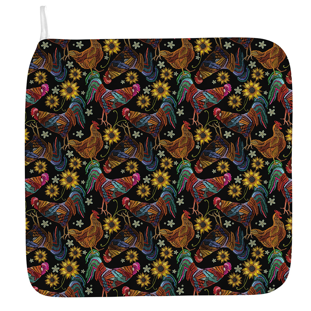 Embroidery Rooster Pattern Print Hand Towel