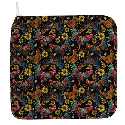 Embroidery Rooster Pattern Print Hand Towel