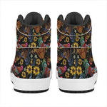 Embroidery Rooster Pattern Print High Top Leather Sneakers