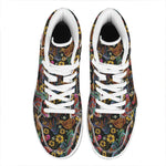 Embroidery Rooster Pattern Print High Top Leather Sneakers
