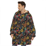 Embroidery Rooster Pattern Print Hoodie Blanket